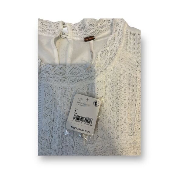 Free People White Tea Party Sheer Top Size Large - Picture 5 of 8
